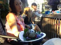20150730 192752  Then over to Sara's for dinner. The girls are SO creative, making a sirloin out of a stone!