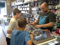 20150731 160726  Down to a card store in Bremerton to trade in a $109 Magic card for store credit. Chase was exceptionally helpful!
