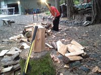 20151018 174912  Doing a little wood chopping to refresh ourselves for the evening.