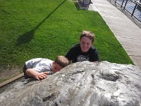 20151022 121809  Climbing a boulder in Poulsbo. This is always fun, and always difficult!