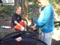 20160724 092409  And another sleepover, and outdoor cookout. Because, as Julian said, "the ONLY way to eat SPAM, Alli, is outside on a fire." So true, my friend!
