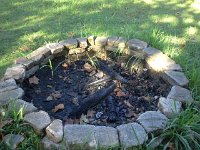 20160825 070646  Found a hidden campsite on base, on my FIRST gypsy jog foray! Evidence of a fire!!!
