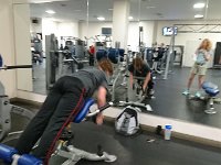DSC 0197  Sam lifting weights in the gym. We are having a nice time working out together.