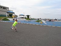 DSC 0372  Ben showing us his most efficient walking style, by a good Pokemon lure spot at a skate park. Sam is on the hunt!