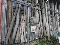 DSC 0407  It's Friday now, and I'm on my way out to the barn to see my new friends, shovel some muck, and ride Bina. I'm so happy to be in the inaka - countryside. This is a neat collection of weathered wood.