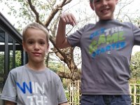 DSC 0030  Ben and Jackson. Note similar shirts. They're playing Legos and generally messing around. They also volunteered to do a number of chores - raking, cleaning windows and even laundry - in exchange for a "tip" of yen ;)