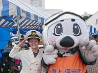 DSC 0535  Ben and I love mascots. This is fire prevention week on base. He says he's not interested in modeling...but look how he mugs for the camera?
